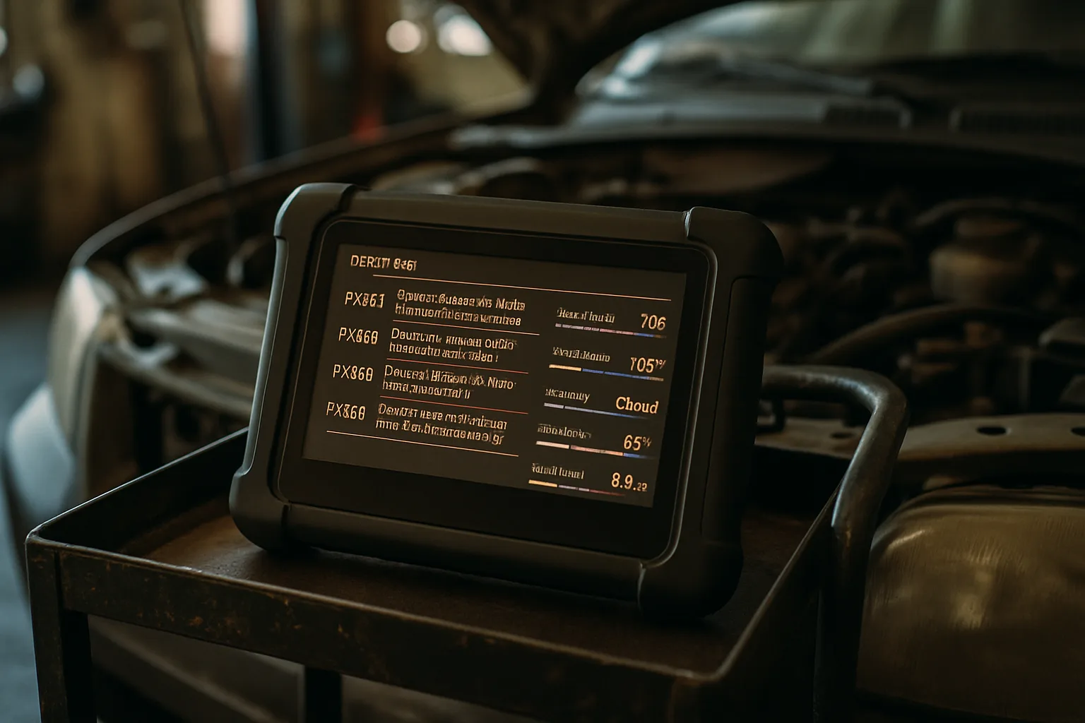 Diagnostic scanner displaying engine data during diagnosis